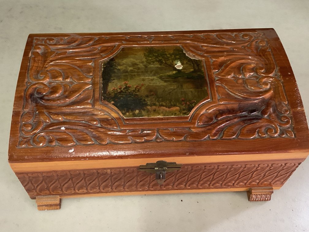 Hand Carved Wooden Trinket Box