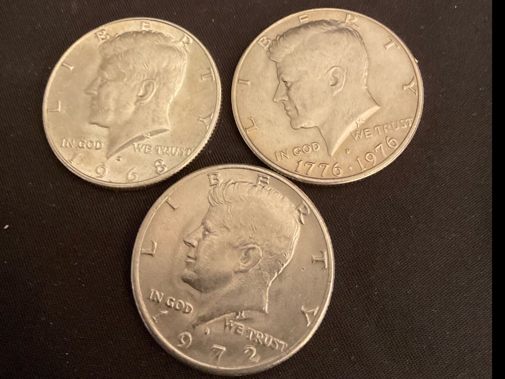 1968D,1972D,& 1976D Kennedy Half Dollars