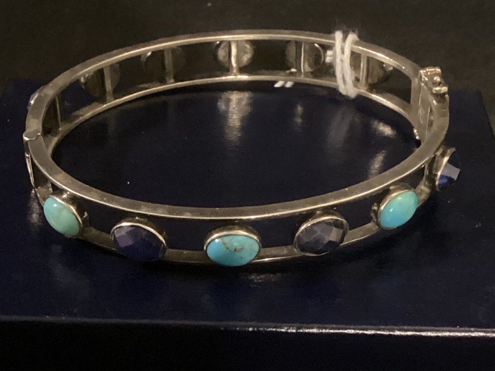 Sterling Turquoise & Sapphire Bracelet