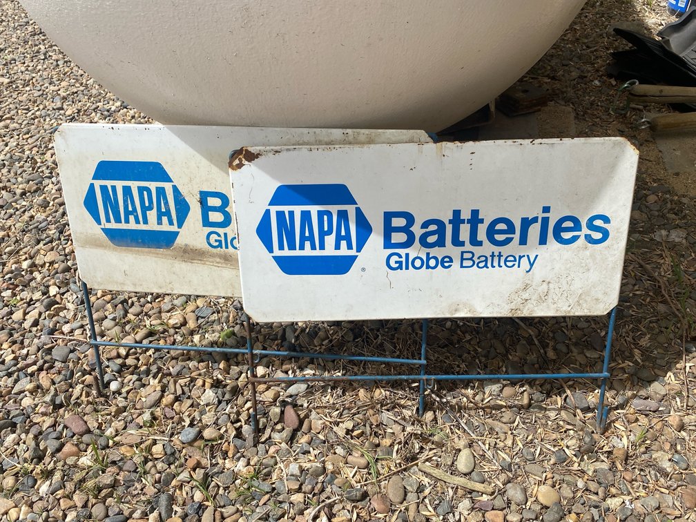 NAPA Batteries Metal Ground Signs Lot of 2