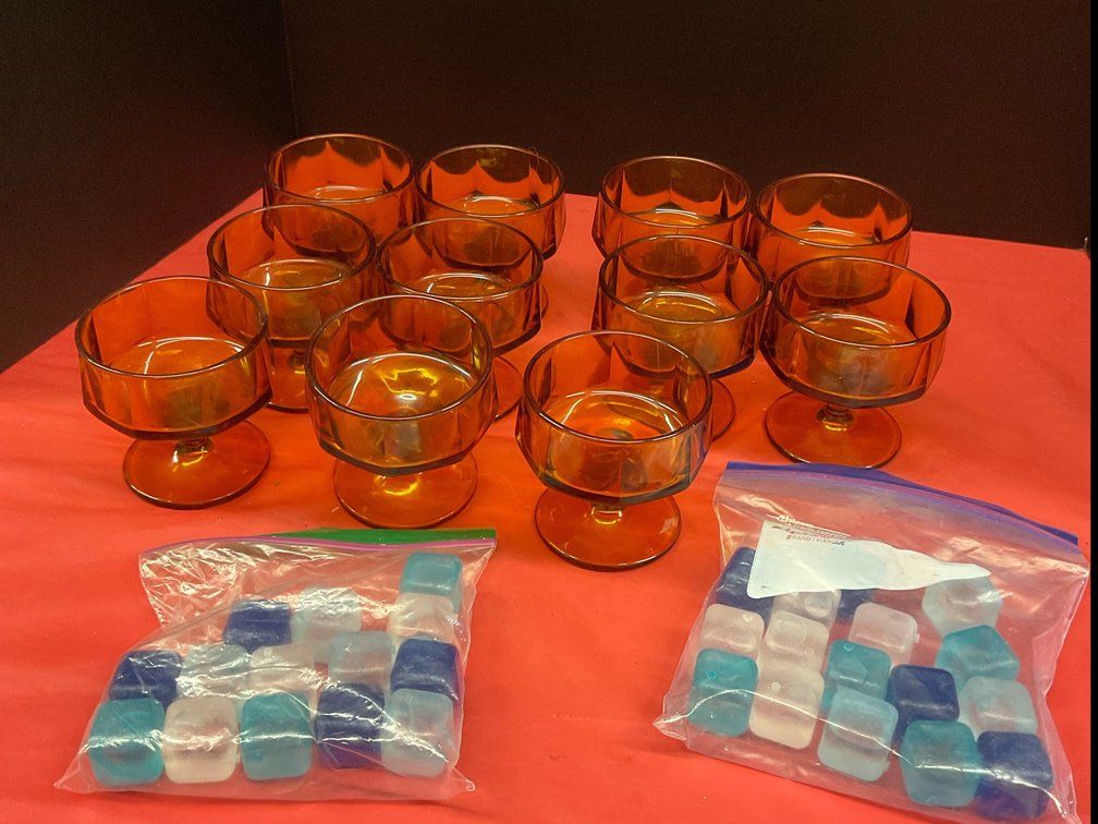 Indiana Glass Nouveau Amber Champagne Sherbet Glasses