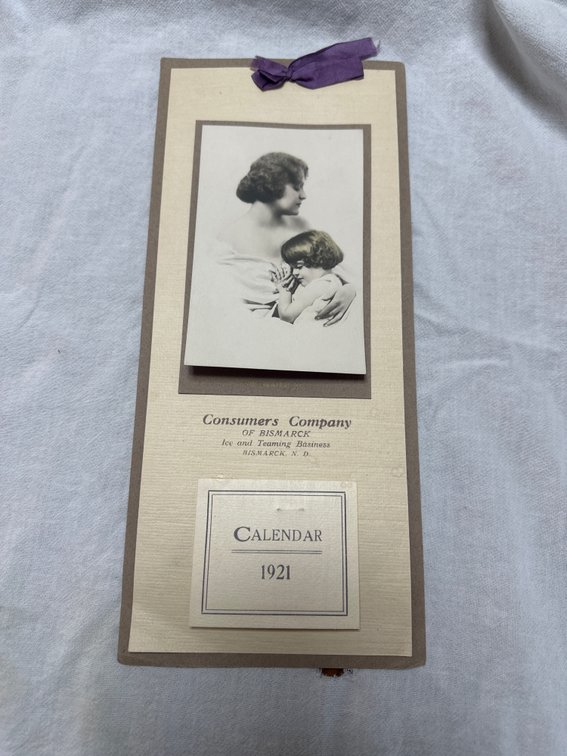 Original 1921 Bismarck ND Calendar