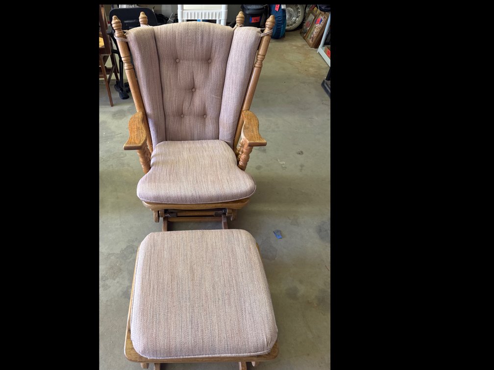 Spindle Back, Wooden Glider  Chair and Ottoman