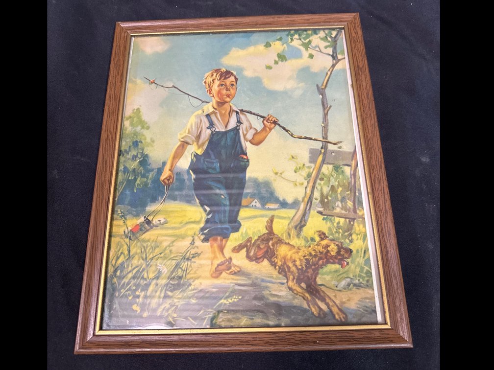Boy Going Fishing Barefoot