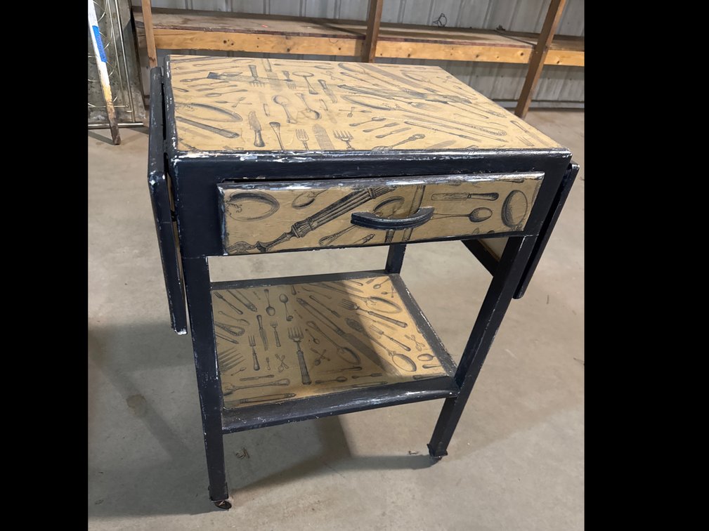 Wood Kitchen Drop Leaf Cart On Wheels