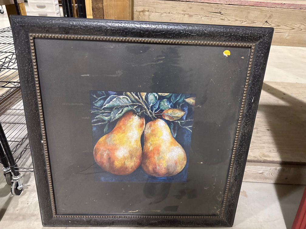 Textured Black Frame W/ Print Of Pears Picture
