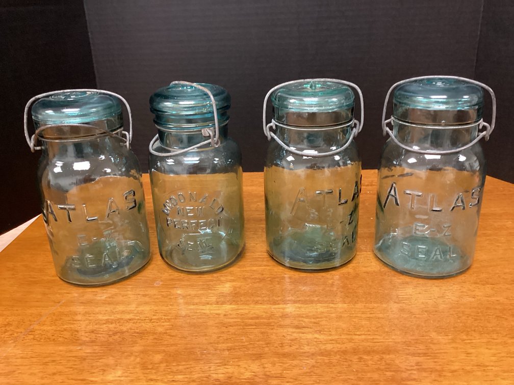 Atlas Blue Filp Lid Jars Lot of 4