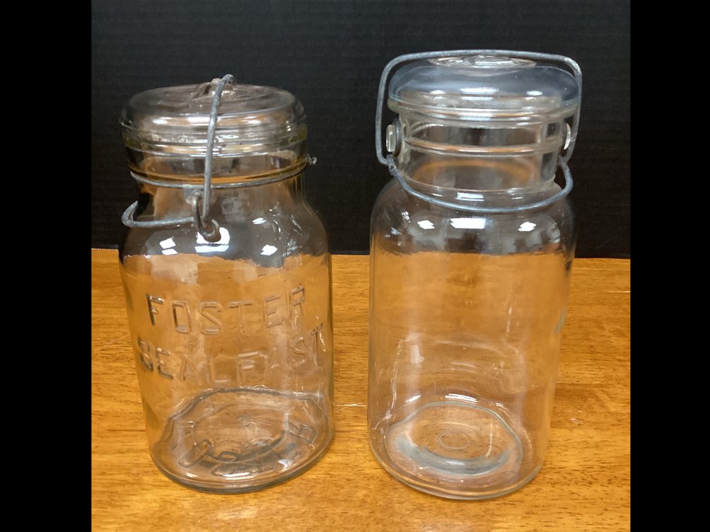 Vintage Clear Glass Flip Lid Jars Quarts