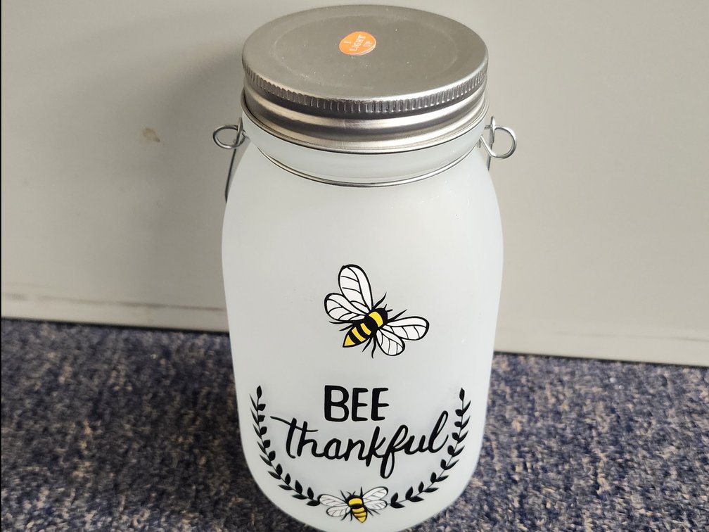 Creative Corner Prairie Pickins Bee thankful LED Container