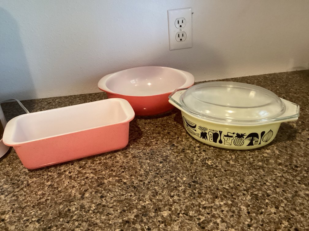 Pyrex Casserole Dish, Bread Pan, & Bowl