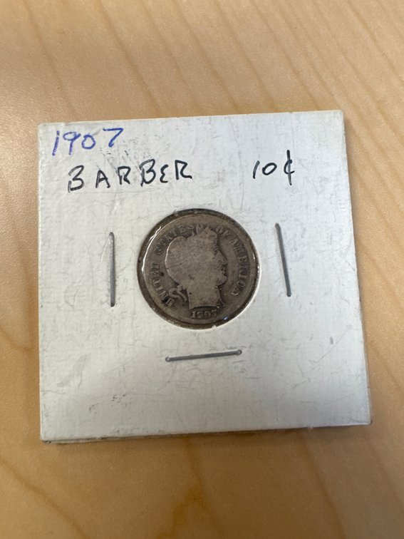 1907 Barber Silver Dime