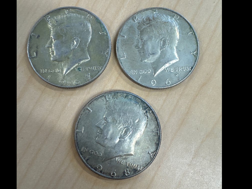 Kennedy 50 Cent Coins - 1967-2, 1968-1
