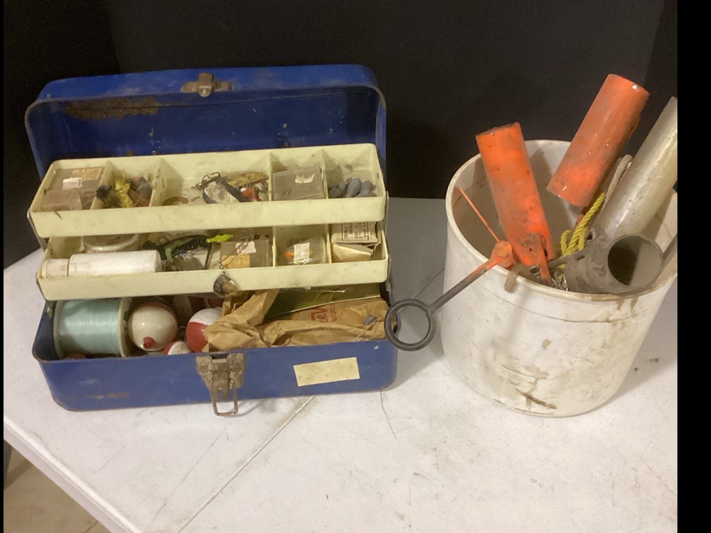 Assorted Fishing Tackle  & Pole Holders