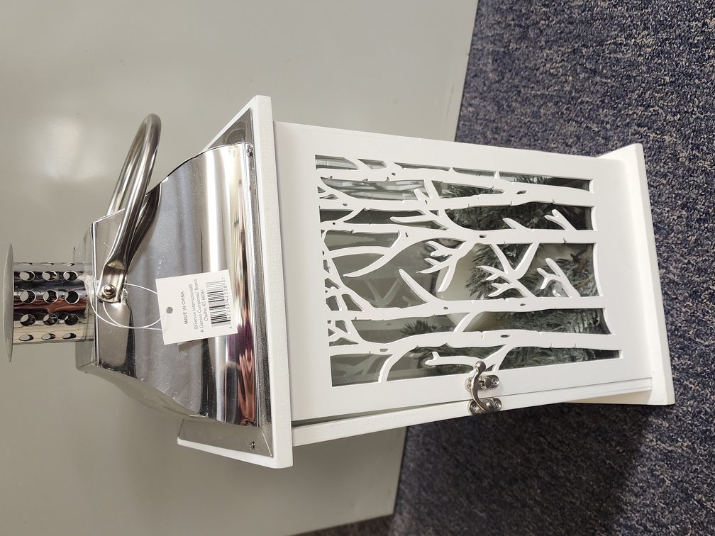 Creative Corner Prairie Pickins White Lantern and candle