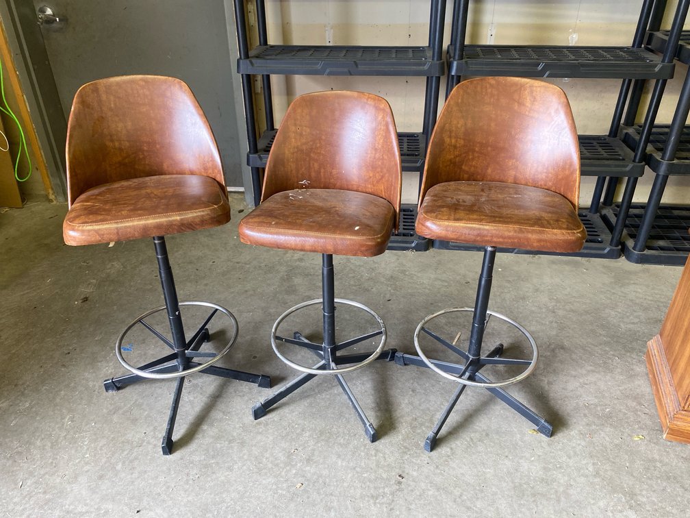 Padded Bar Stool with Back Lot of 3