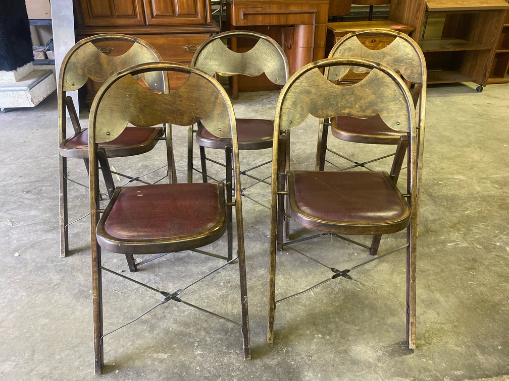 Folding Wooden Chairs Lot of 5