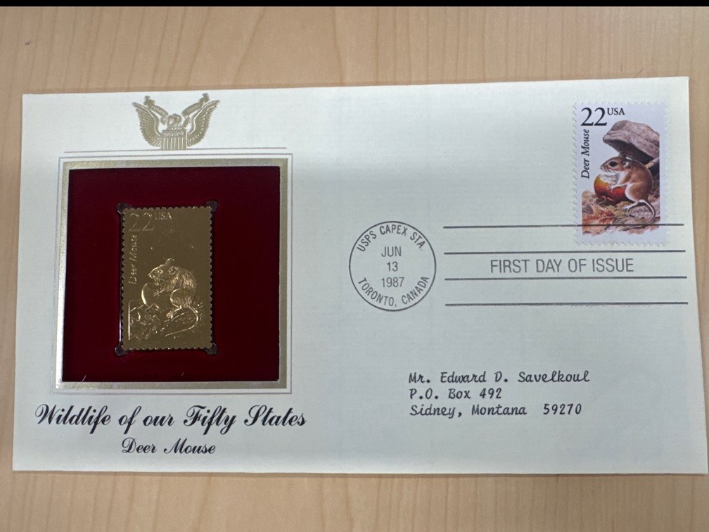 Gold Stamp Replica Wildlife of Our Fifty States - Deer Mouse