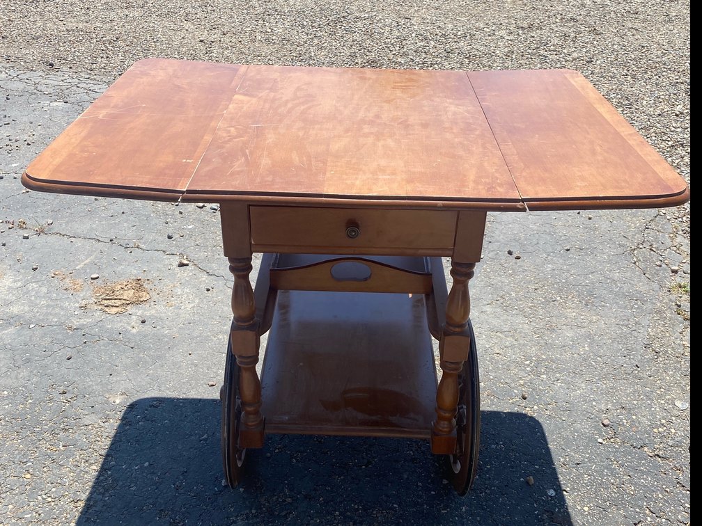 Wooden Rolling Cart with Drop Leaf Sides