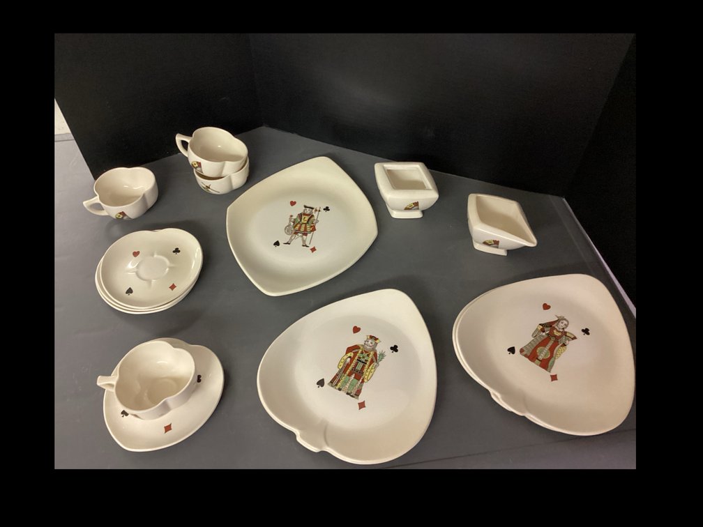 American Limoges China Company - Vintage Casino Collection - Pates,Plater, Sugar,Creamer Cups With Saucers