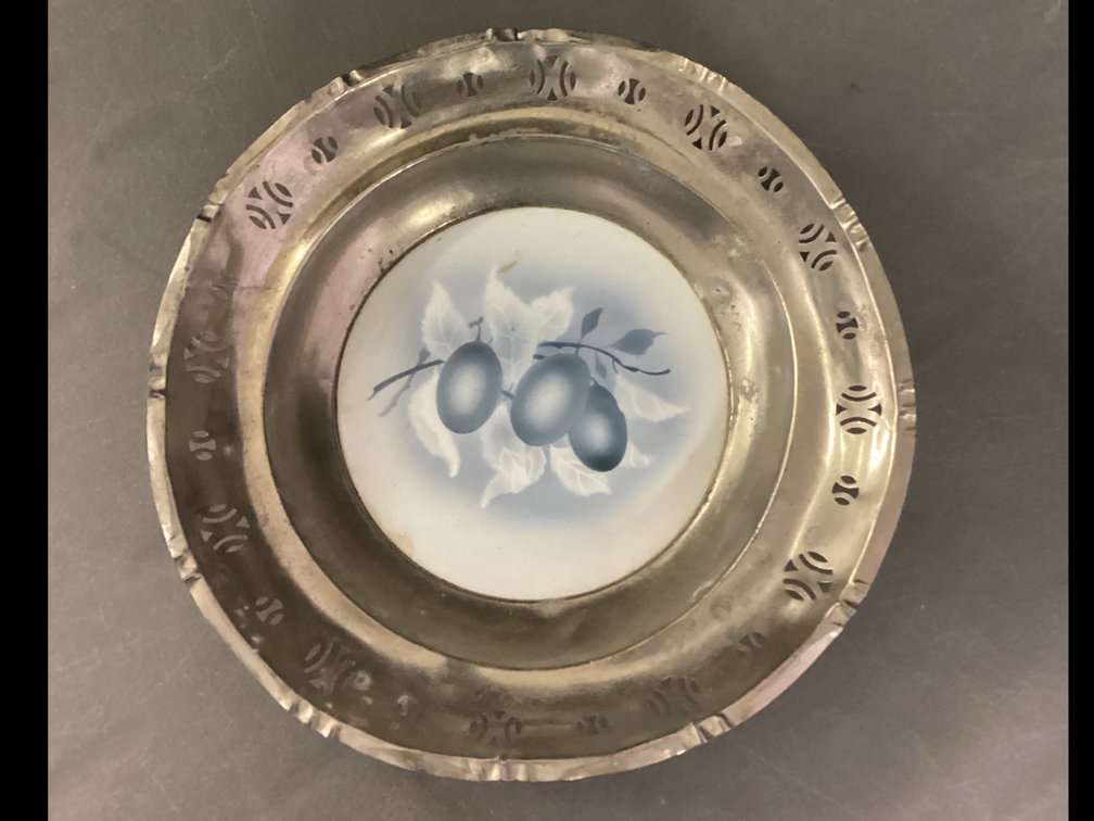 BMF porcelain & Pewter German serving bowl