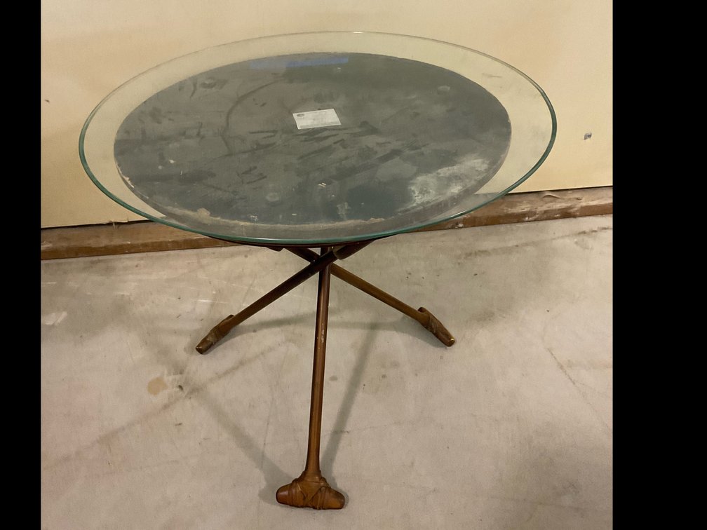 Magnussen Oar Legged Table W/28” Round Glass Top
