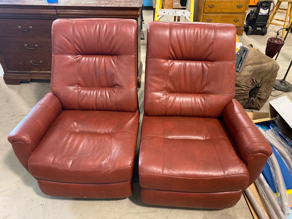 Red Leather Reclining Modular Love Seats