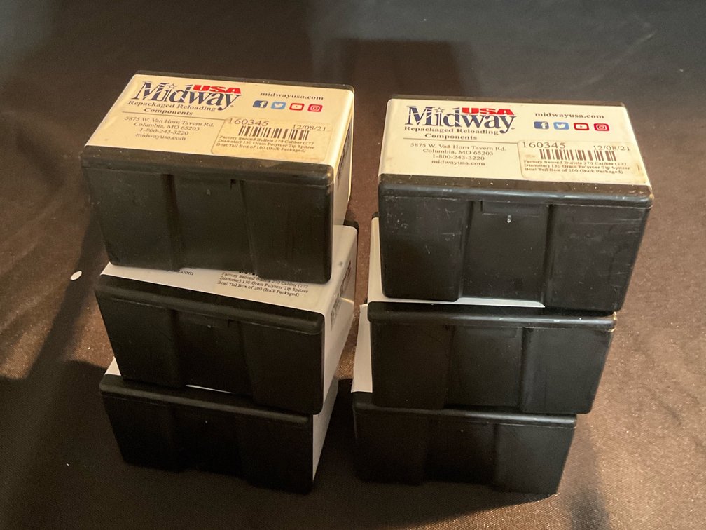 Midway Factory Second 270 Cal. 277” 130gr. Polymer Tip Spitzer BT 6 Boxes Of 100 (600)
