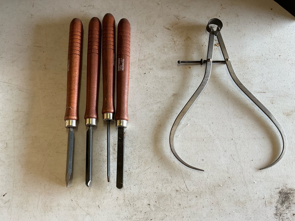 Craftsman High Speed Steel Wood Turning Lathe Chisels(4) & Calipers