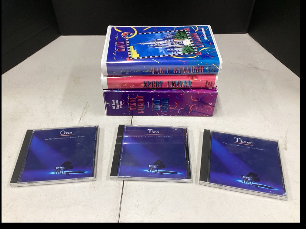 Walt Disney VHS Magic Kingdom & Epcot Center & CD’s The Music of Disney A Legacy in Song 1,2 & 3