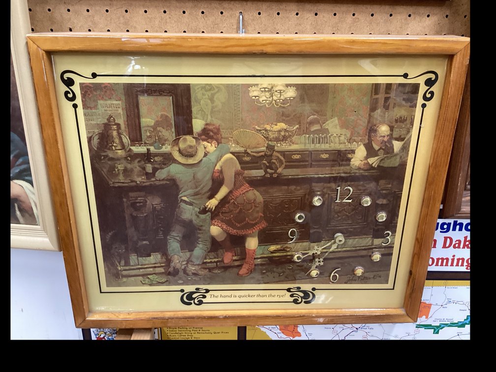 Framed Print “The Hand Is Quicker Than The Rye” by John Falter 76 Clock