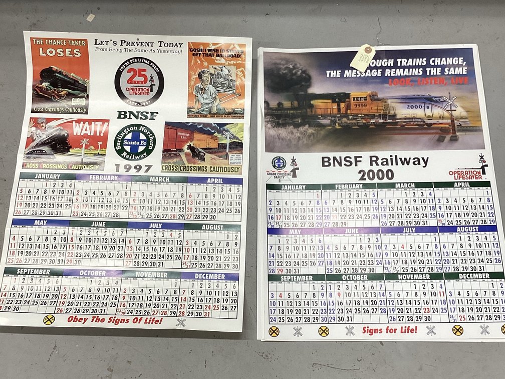 BNSF Wall Calendars 1997, 2000,2001,2002 & 2003