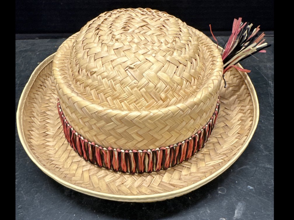 Pork Pie Straw Hat W/ Telescoped Crown