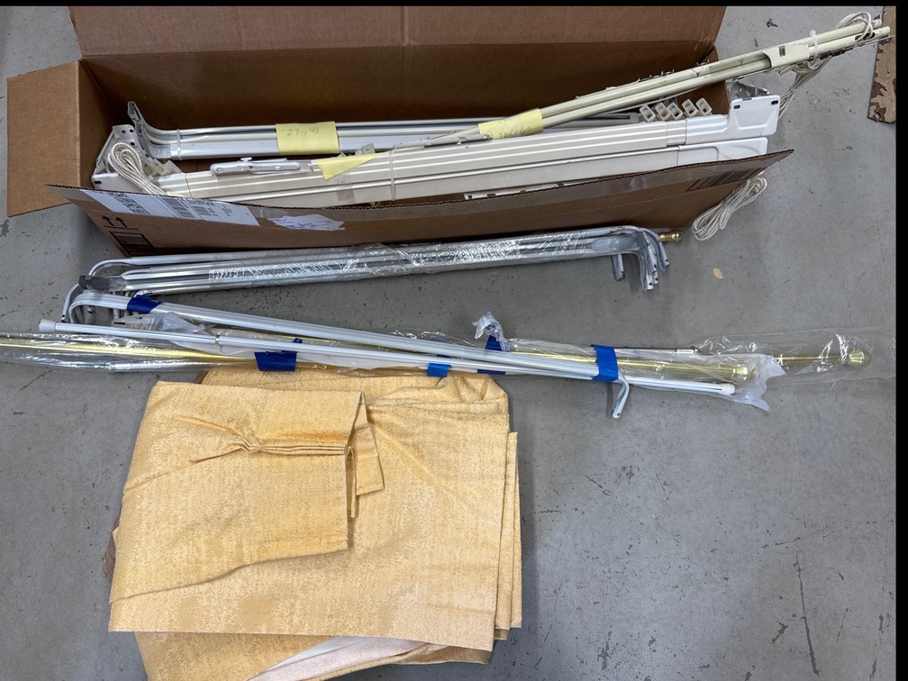 Assorted Curtain Rods and Curtains