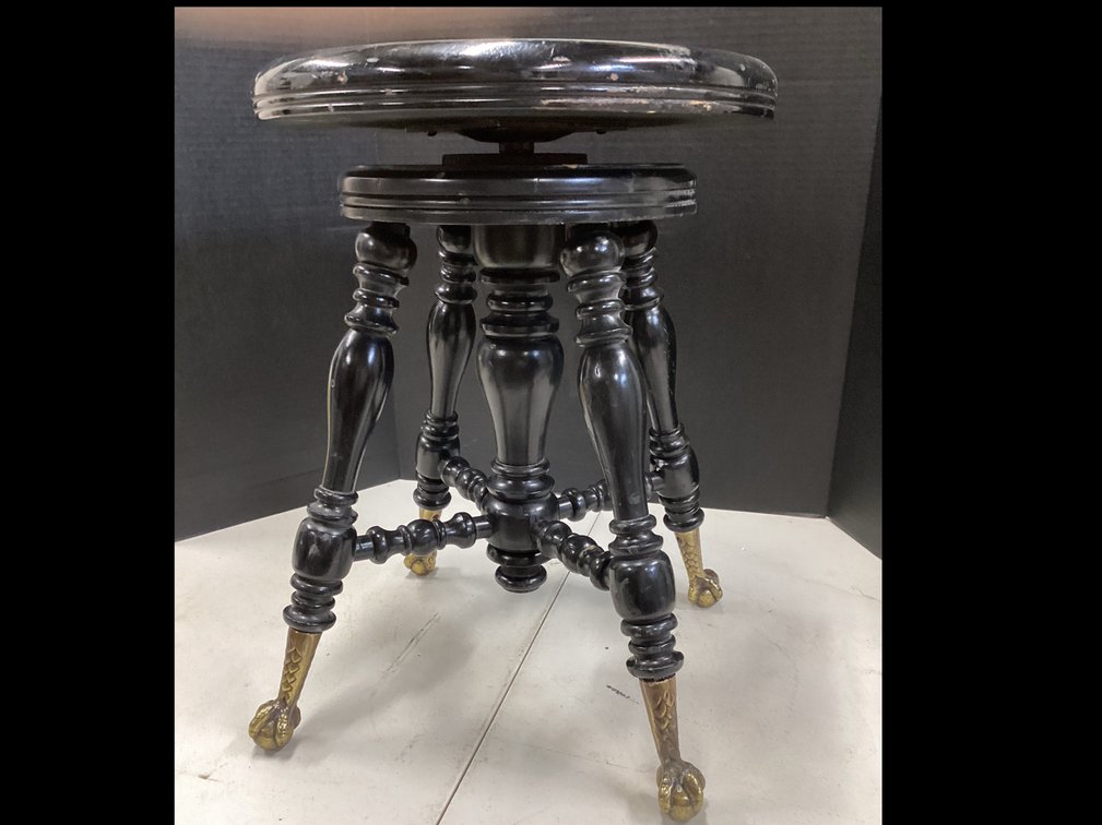 Piano Adjustable Stool With Spindle Legs & Cast Metal Claws