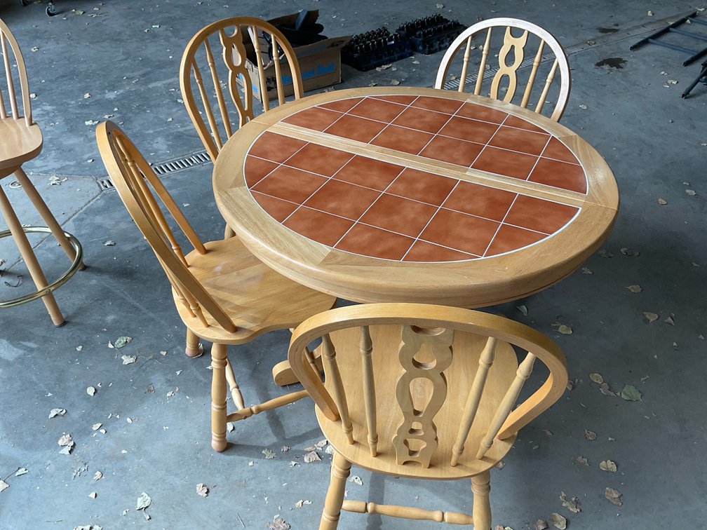 42x30” Round Wood Table & 4 Chairs