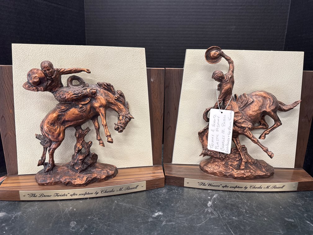 CM Russell “The Weaver”and “Bronc Twister” Plastic Display Decor
