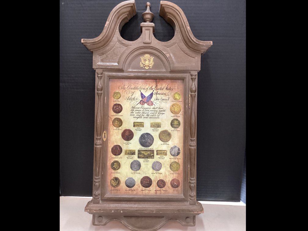 Framed US 20th Century Ingot Replicas Coin Collection
