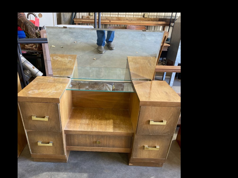 Blond Wood Vanity with Mirror