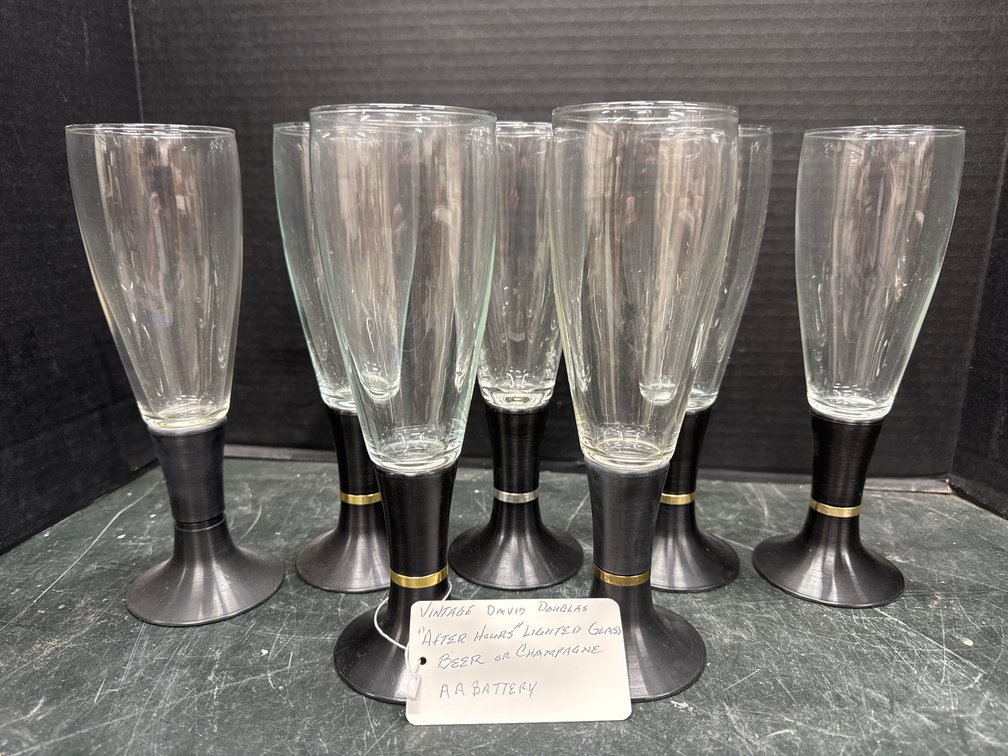 David Douglas “After Hours” Lighted Glass Beer Or Champagne Glasses