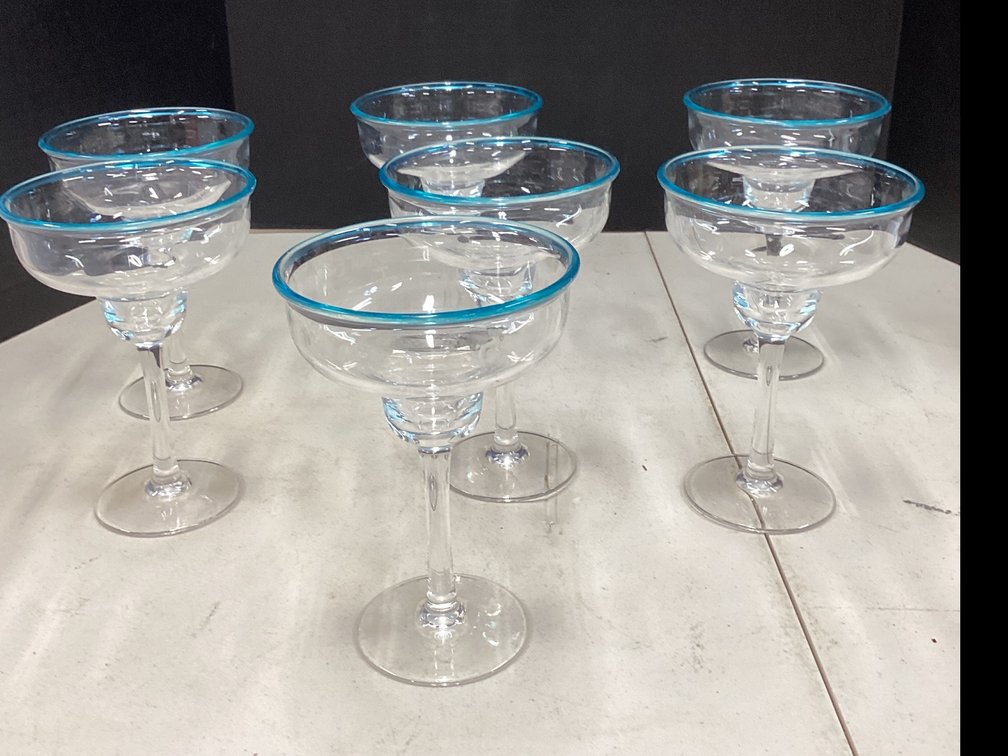 Set of 7 Plastic Margarita Glasses