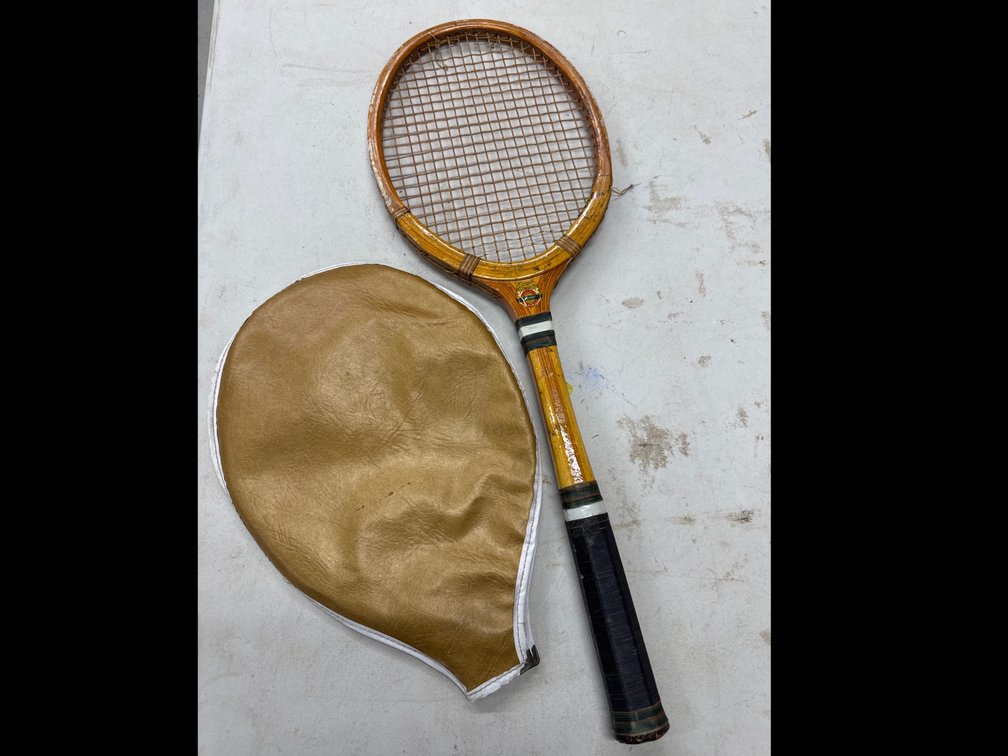 Wooden Tennis Racket W/Cover