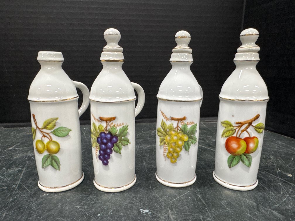 Miniture Cruets Featuring Hand Painted Fruits