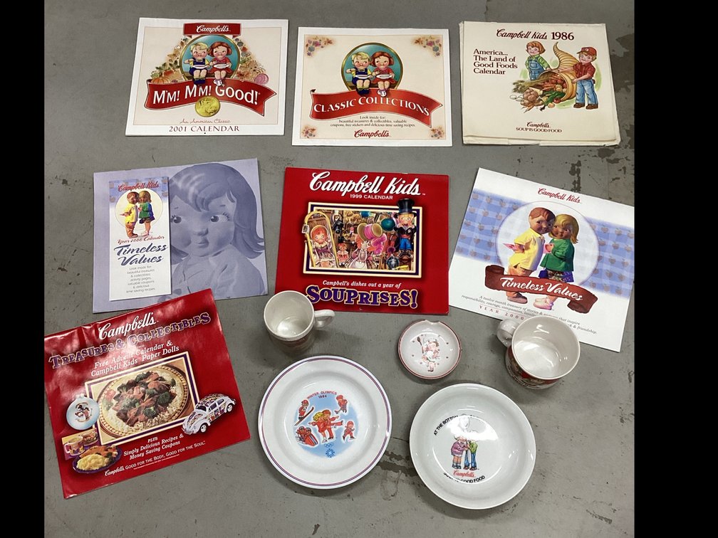 Campbell’s Soup Mugs, Soup Bowls, Spoon Rest & Calendars