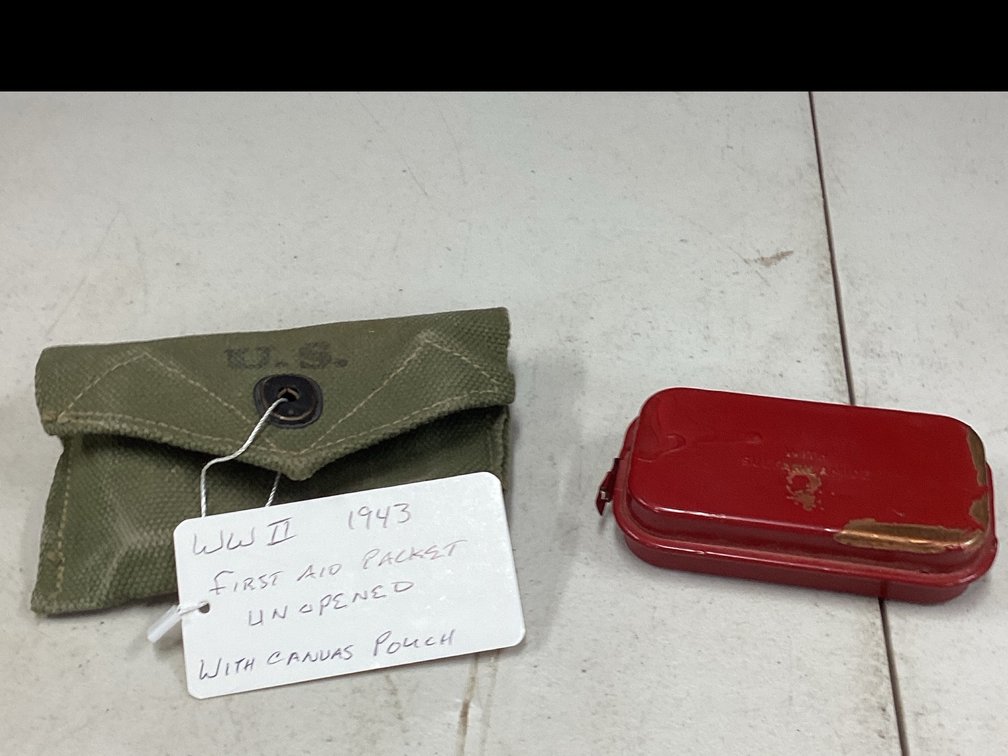WWll 1943 “First Aid Packet “ Unopened with Canvas Bag