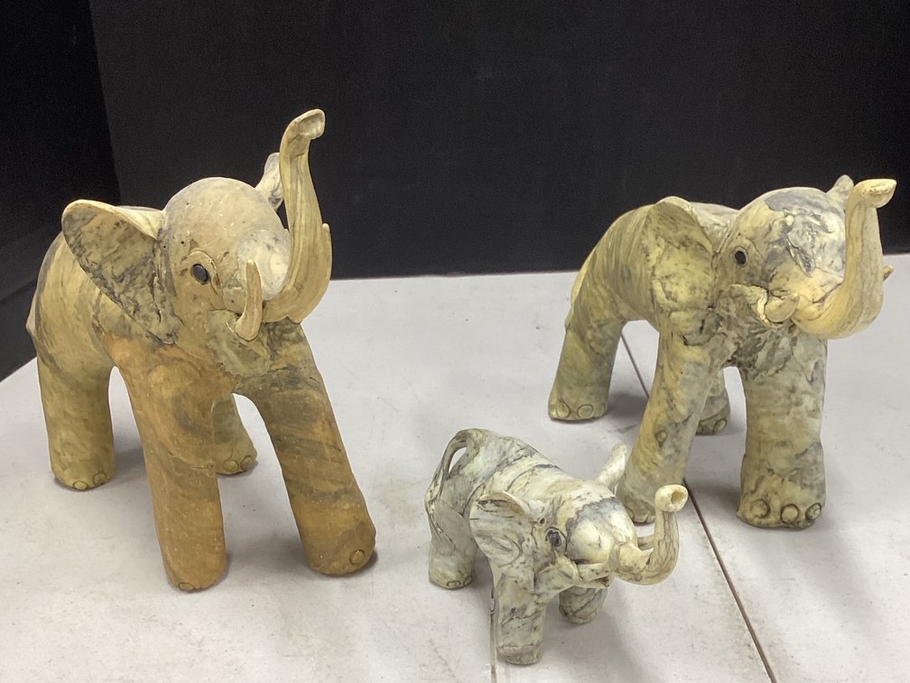 Vintage “Trunks Up” Elephant Figurines - Set of 3