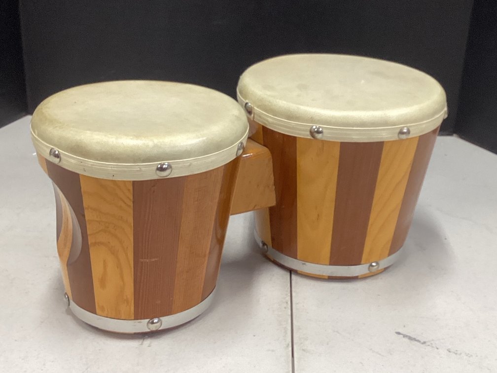Wooden Bongo Drums with Connected Center Block