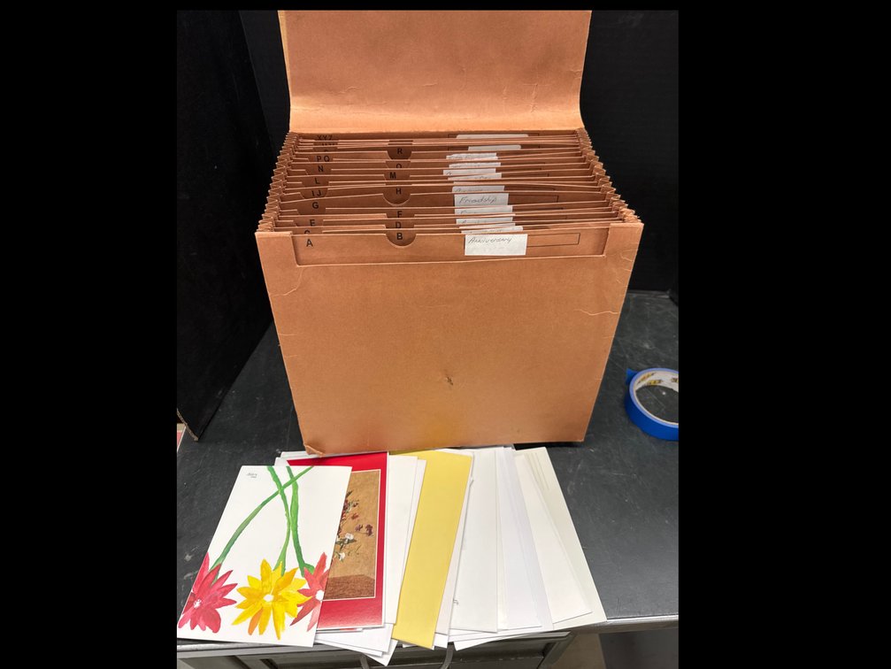 Assorted Greeting Cards Inside File Box