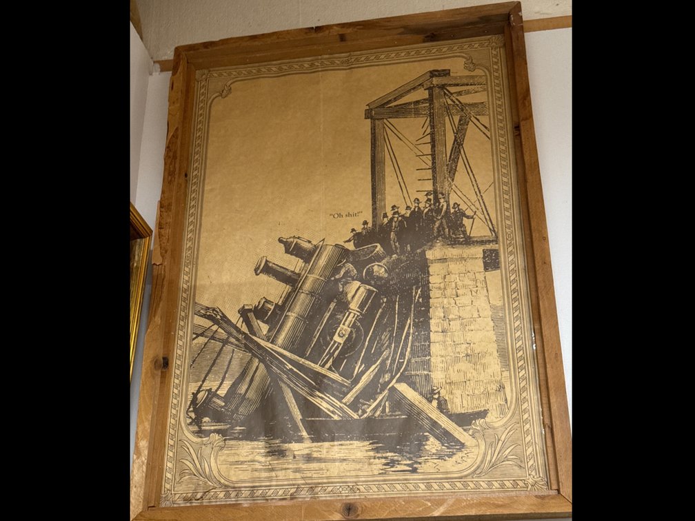 Framed 1970 “Bridge is Out” Humor Poster