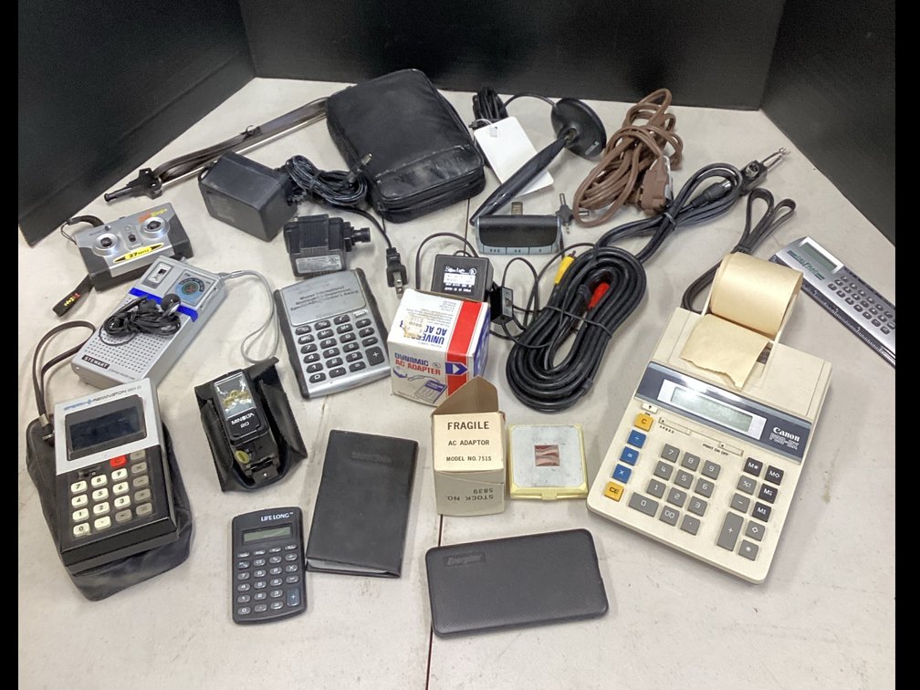 Assorted Solar, Battery & Electric Calculators & Antenna, Flashes Etc
