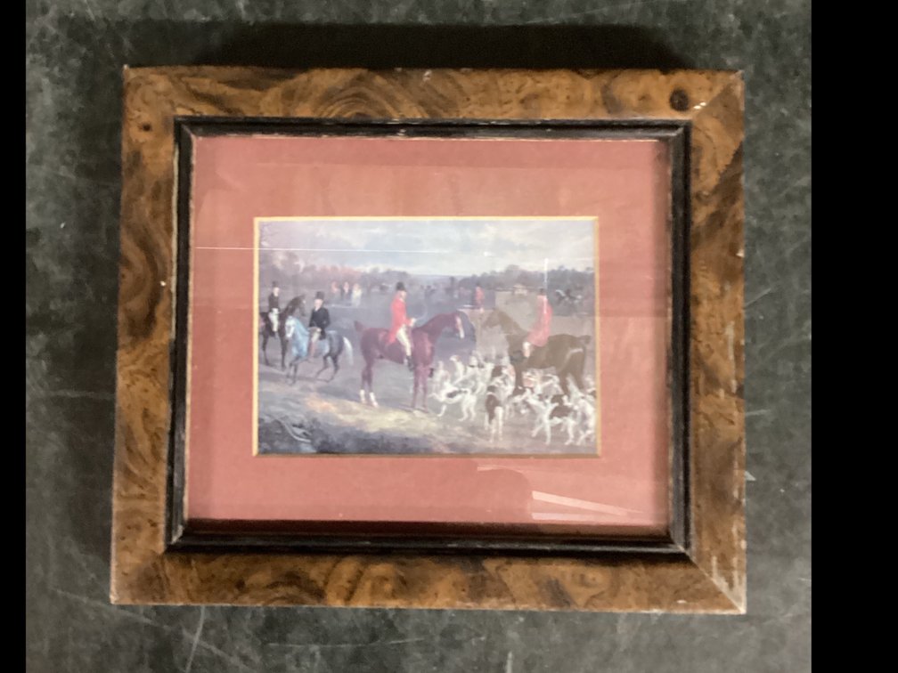 Framed Equestrian Print - Horses & Dogs